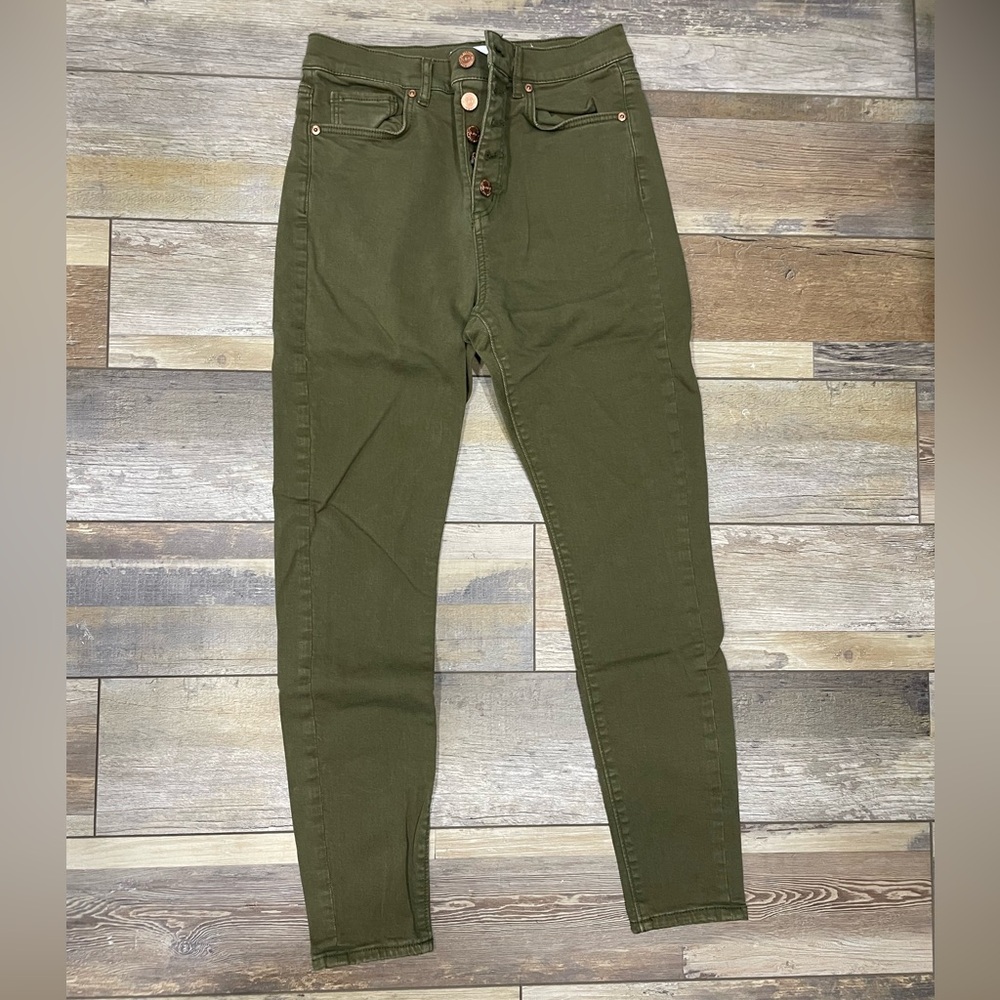 LOFT High Rise Olive Jeans